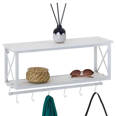 Produktbild von Wandgarderobe ARMANDO mit weißer Ablage Garderobenleiste Hängegarderobe weiß lackiert im Industrial Design