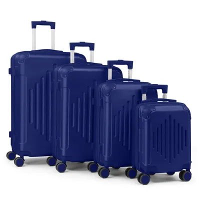 Image de FCH Valise rigide Valise de voyageSet TrolleySet ValiseSet 4pcs.ABS, Trolley Set Valise S-M-L-XL,Bleu foncé