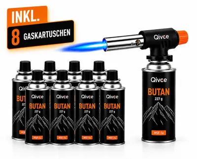 Produktbild von Gasbrenner Bunsenbrenner Lötlampe Lötbrenner Gasanzünder + 4 Gaskartuschen 227g