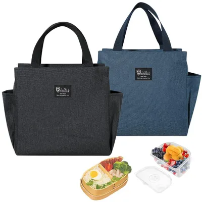 Productafbeelding van Isolatietas - Set van 2 - Lunchtas voor voedsel - 25x14x25 cm - Zwart, donkerblauw