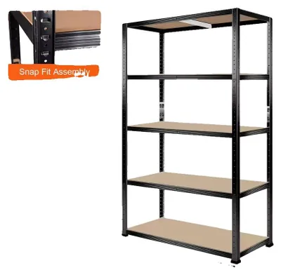 Immagine prodotto di Scaffale a 5 ripiani, regolabile in altezza, struttura robusta, 1,8 m, nero, 90 x 40 cm