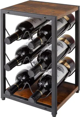 Produktbild von Metallischer 6-fachiger freistehender Weinaufsatz horizontaler Lagerung 3-Schichtiger Vintage-Weinflaschenhalter für Schrank-Küche-Bar-Keller TMJ901H