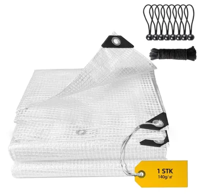 Produktbild von Abdeckplane transparent 2 x 6 m, PE 140 g/m², Ösen alle 50 cm
