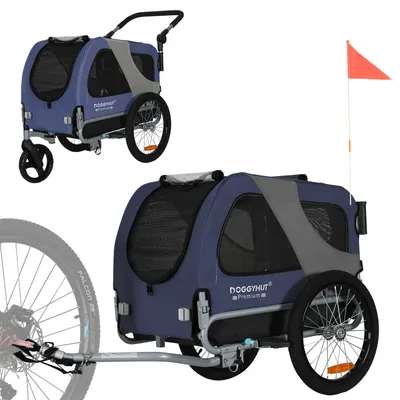 Image de DOGGYHUT® Premium MEDIUM remorque à vélo 2en1 pour chien et jogger