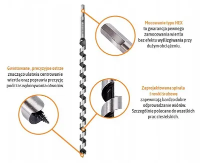 Obrázek produktu pro Tegér spirálové vrtáky pro dřevo, 12 x 230 mm