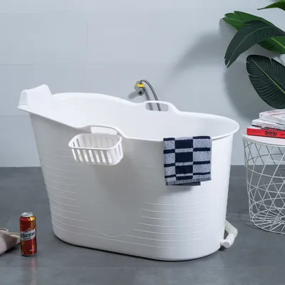 Produktbild von Schwänlein® Mobile Badewanne 99 x 52 x 65 cm, ideal für das kleine Badezimmer, stylisch und stimmungsvoll (Weiß)