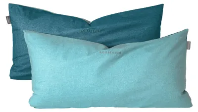Produktbild von SCHIESSER Kissenhüllenset Doubleface | Zweifarbig | Renforcé | 2-teilig | 100% Baumwolle | Angenehm weich & glatt | YKK-Reißverschluss | 40x80 cm | Türkis