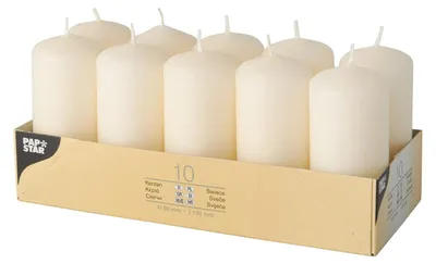 Productafbeelding van 10 stompkaarsen, diameter 40 mm, lengte 90 mm, crème kleur, blokkaarsen, kaarsen