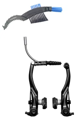 Produktbild von Shimano Alivio BR-T4000 V-Brake (Hinterrad) - Schwarz inkl. maxxi4you Fahrrad Kettenbürste