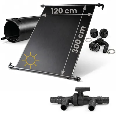 Produktbild von HAF Solarkollektor Poolheizung (2x 300x120cm) – Sonnenenergie für Gartenpool, Heizmatte um 40m³ Wasser mit Solar 6°C zu erwärmen (Mit Solarweiche)