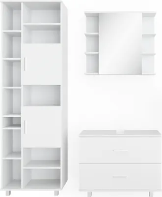 Produktbild von Badmöbel-Set Vicco Ilias Weiß 3 Teile, mit Hochschrank, Model 34647