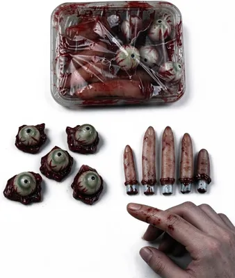 Productafbeelding van Halloween-rekwisiet - Set van 10 - Afgescheiden lichaamsdelen - (5 vingers + 5 ogen)
