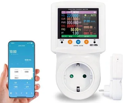 Zdjęcie produktu dla Inteligentne gniazdko Wi-Fi z miernikiem zużycia energii, 16 A, 230 V, zabezpieczenie przed przepięciami i spadkami napięcia, sterowanie za pomocą aplikacji Tuya