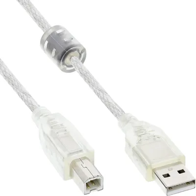 Produktbild von INLINE USB 2.0 Kabel A an B transparent mit Ferritkern 3m