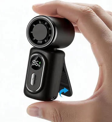 Produktbild von Mini Clip Ventilator mit 6 Stufen, LED Display USB-C, 3000mAh Akku Handventilator tragbar, leise & stark für Alltag & Büro