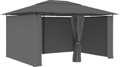 Produktbild von Gartenpavillon mit Vorhängen 4 x 3 m Anthrazit