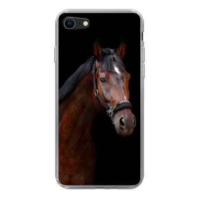 Produktbild von MuchoWow® Handyhülle Schutzhülle Hülle für iPhone 7 Pferd - Tiere - Braun Silikon Softcase Handy Hülle - Kartenhalter