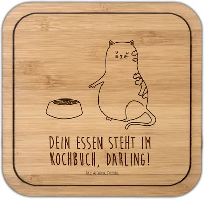 Produktbild von Mr. & Mrs. Panda Tischschoner Katze Fressen - Transparent - Geschenk, Coaster, Katzenmotive, gläseruntersetzer, kork untersetzer, Tischuntersetzer