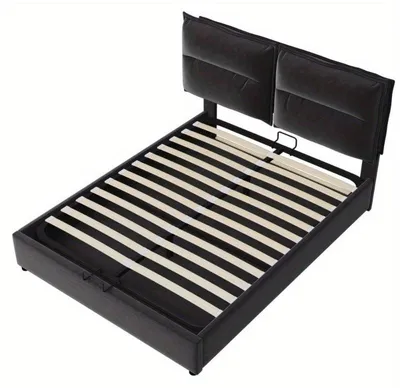 Imagen del producto de Cama con somier – Cama de matrimonio de 140x200 cm con base hidráulica con espacio de almacenamiento y colchones