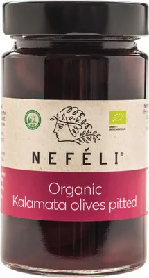 Zdjęcie produktu dla OLIWKI CZARNE KALAMATA BEZ PESTEK W ZALEWIE295 g (160 g) - NEFELI