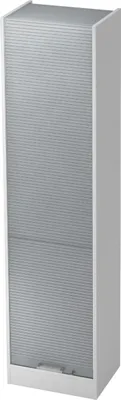 Produktbild von bümö Rollladenschrank office - 5 Ordnerhöhen - Nachbildung: Weiß/Silber, Griff: Chromgriff (Metall)