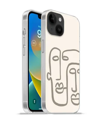 Produktbild von MuchoWow® Handyhülle Schutzhülle Hülle für Apple iPhone 14 - Softcase Gesicht - Abstrakt - Strichzeichnung Silikon Softcase Handy Hülle - Mobiltelefonhülle