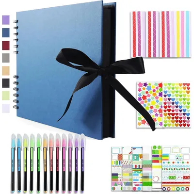 Obrázok produktu pre Fotoalbum na vlastnú tvorbu, formát 28,5 x 21 cm. DIY fotokniha, 80 strán, pre 160 fotografií, tmavomodrá
