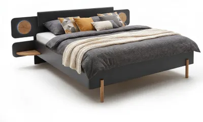 Produktbild von Bettanlage Valencia Futonbett 180x200cm plankeneiche graphit mit Beleuchtung