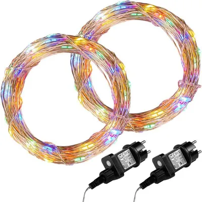 Zdjęcie produktu dla Zestaw 2 sztuk przewodów świetlnych - 200 LED, kolorowych