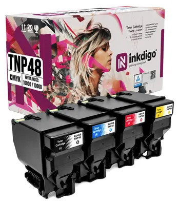 Produktbild von Inkdigo 4er-Set Toner TNP48 für Konica Minolta Bizhub C3350, C3850, C3850FS – CMYK,