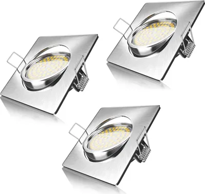 Immagine prodotto di Brandson 3x Faretto da incasso LED in look acciaio inox, faretto da soffitto orientabile con 320 lumen / bianco caldo