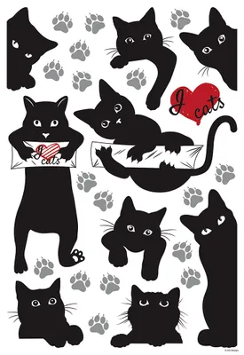 Produktbild von Sanders & Sanders Wandtattoo Kätzchen Schwarz 42.5 x 65 cm