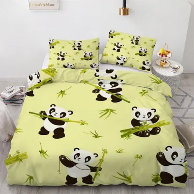 Produktbild von Bettwäsche-Set Panda 135x200 cm 2-teilig Mikrofaser 3D Motiv mit Reißverschluss