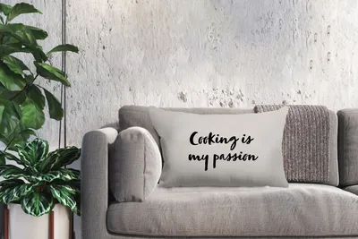 Produktbild von MuchoWow® Zierkissen Sofakissen Wohnzimmer Dekokissen 60x40 cm Zitate - Kochen - Sprichwörter - Kochen ist meine Leidenschaft - Kopfkissen - Polster mit Foto
