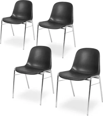 Produktbild von 4 Kunststoffschalenstühle, schwarz,verchromtes Untergestell,BxTxH 495x520x770 mm