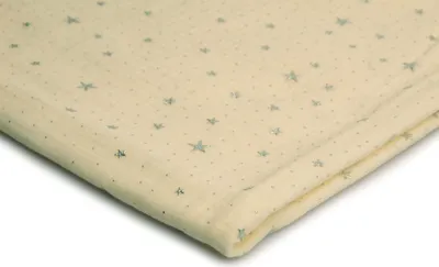 Obrázek produktu pro Mušelín se stříbrnými hvězdičkami, dvojitá gáza, krémová, 50 x 130 cm