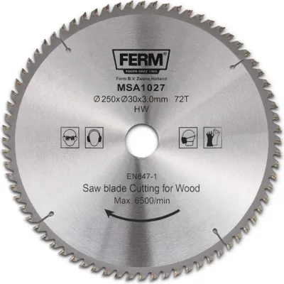 Immagine prodotto di Lama FERM 250 mm 30/16 72T TCT MSA1027