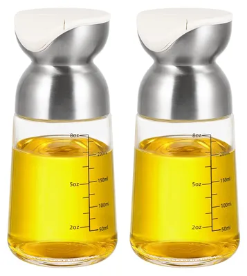 2 Olivenöldispenserflaschen 265 ml, Schwerkraft-Ausgießer, tropffrei