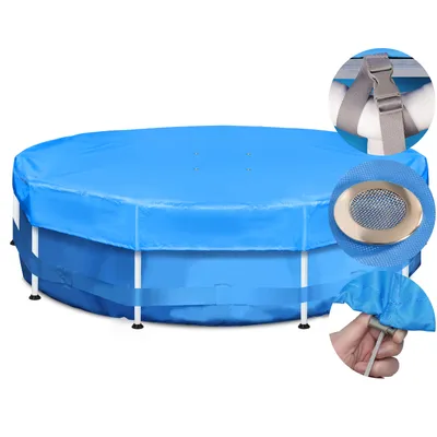 Produktbild von Sekey Poolabdeckung Rund für Metallrahmenpools 420D Reißfest Oxford Poolplane, 366cm, Blau