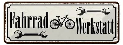 Produktbild von Blechschild Hinweis 27x10cm Fahrrad Wekstatt Dekoration