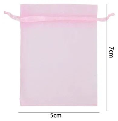Obrázek produktu pro Šňůrkové sáčky z organzy – obalové sáčky – 20 kusů – 5–7 cm – se stahovací šňůrkou – polyester – růžové