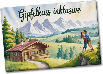 Produktbild von Holzchalet Gipfelkuss Souvenir Souvenir Magnet Allgäu