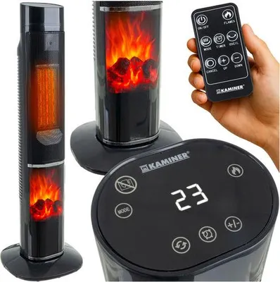 Obrázok produktu pre Elektrický stĺpový ohrievač, 2000 W, efekt krbu, diaľkové ovládanie