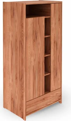 Produktbild von Kleiderschrank Zigo Kernbuche massiv 90x60x190 mit 2 Türen 1 Schublade 5 Fächer