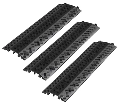Productafbeelding van VEVOR kabelbrug, 975 mm, draagkracht 7938 kg per as, hoogwaardige overrijdbare bescherming van PP, valpreventie, vloerbedekking, geschikt voor gebieden met hoge drempels, thuis, kantoor, magazijn, set van 3