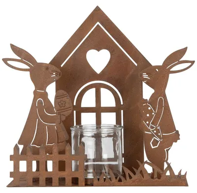 Image de Clayre & Eef Bougeoir 26x9x26 cm Marron Métal Lapin