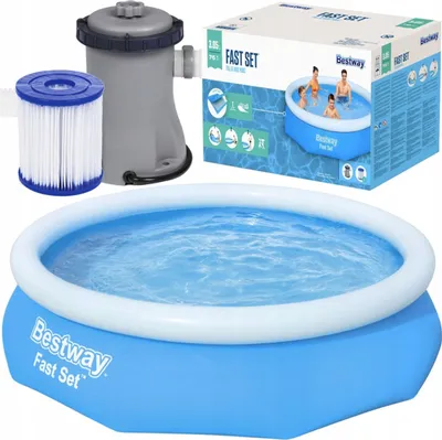 Produktbild von Bestway Fast Set 57270, 3638 l, Aufblasbarer Pool, Blau, 11,1 kg