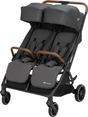 Image de Bebeconfort Mane, poussette jumelle duo, 0+ à 22kg, système de pliage automatique, arceaux de sécurité pivotants, habillage pluie, sac de 8 kg, Mineral Graphite