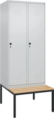 Produktbild von C+P Garderobenschrank "Classic Plus", Abteilbreite 40 cm, mit Sitzbank, Lichtgrau (RAL 7035), 212x80x50 cm/ 2 Fächer