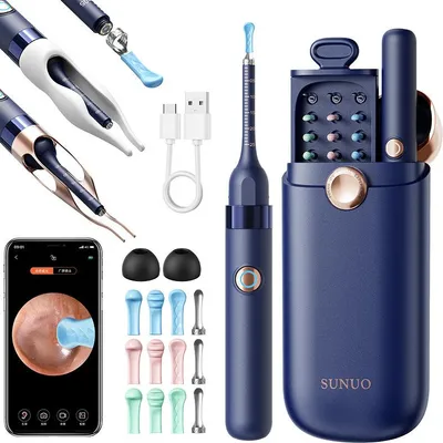 Produktbild von Ohrenschmalz Entferner Otoskop, Ohrenschmalz Entfernung Kamera Licht Tool Set, 1080P HD Wifi Ohrreiniger mit 4 LEDs, 360°-Weitwinkel Otoskop Kamera